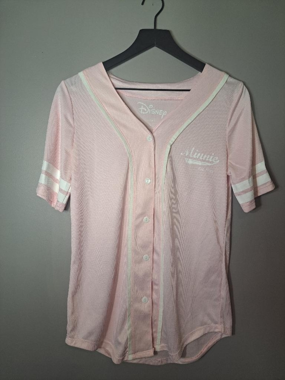 Disney Pink Minnie Mouse Button-Up Jersey